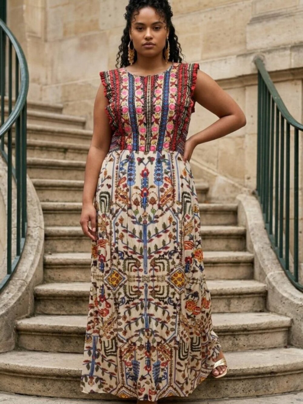 VINEET BAHL ANTHROPOLOGIE VALERIE MAXI FLORAL DRESS BOHO FOLK 4